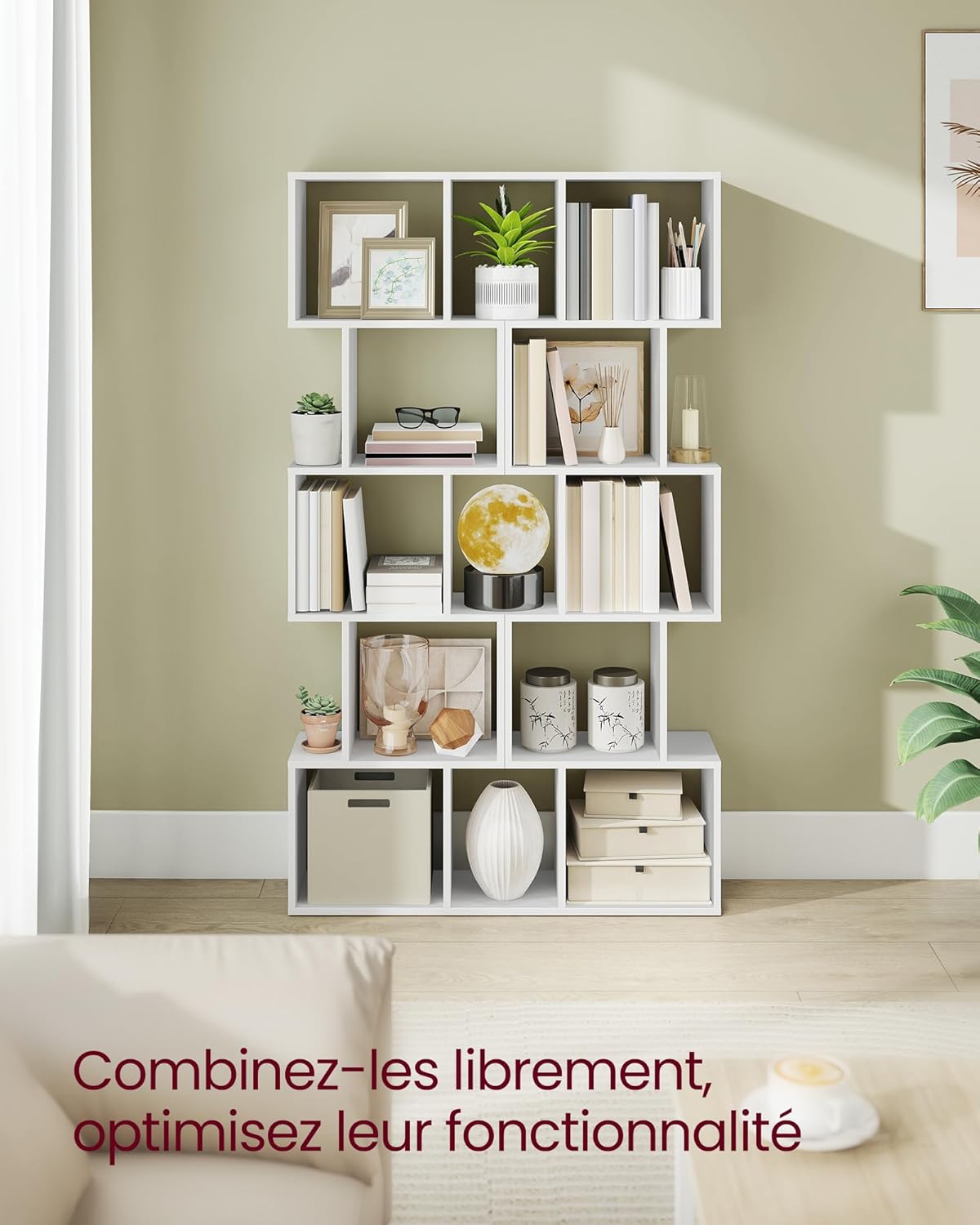 VASAGLE - étagère 5 niveaux, 24x40x159 cm, blanc, rangement LBC462W01