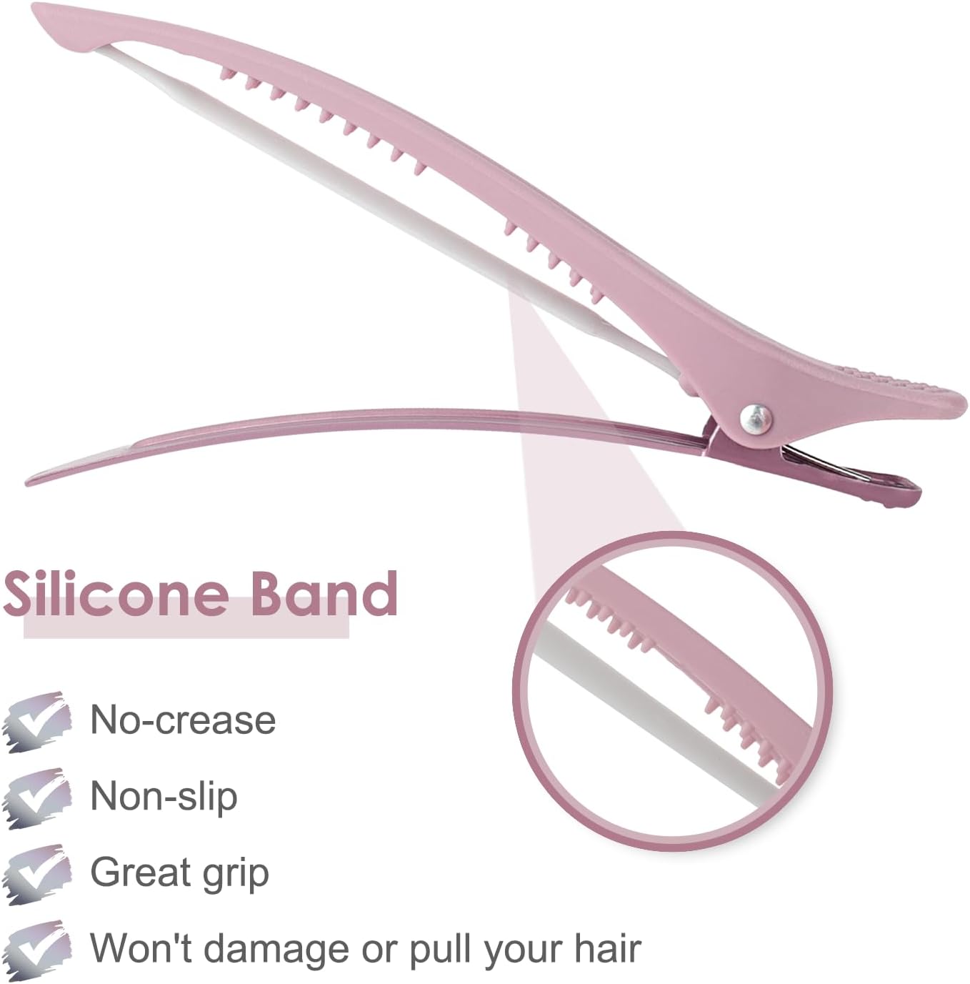 AIMIKE - pinces crocodile cheveux femme Morandi - lot de 6 - antidérapantes, sans trace, coiffeur