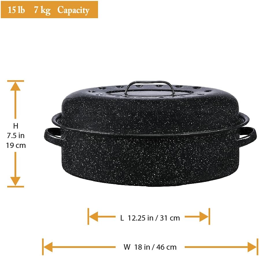 Graniteware - Cocotte Roaster émaillée 8L - légère, grand format