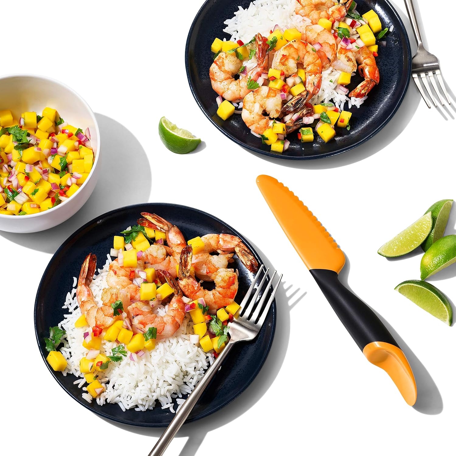 OXO Good Grips – Trancheuse à mangue avec cuillère – 12cm – Noir et orange