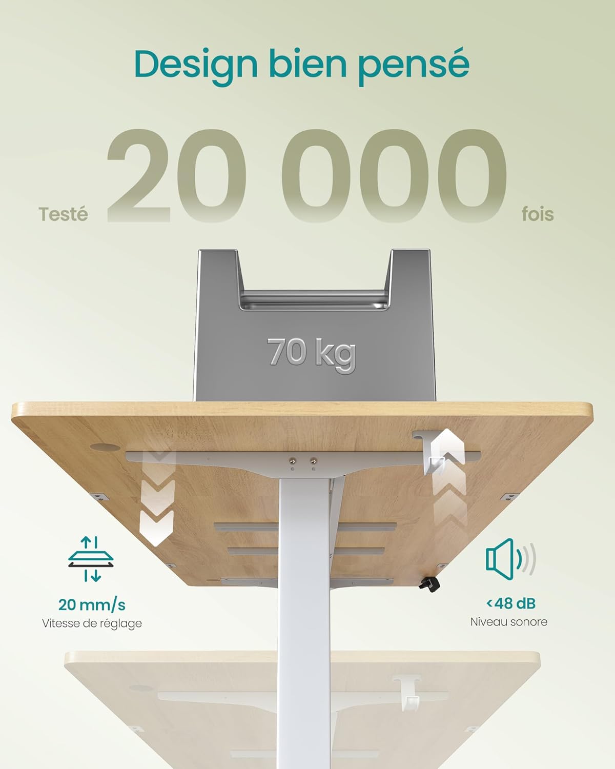 SONGMICS - bureau électrique assis-debout - 180x80 cm - 4 hauteurs mémoire LSD138YA01