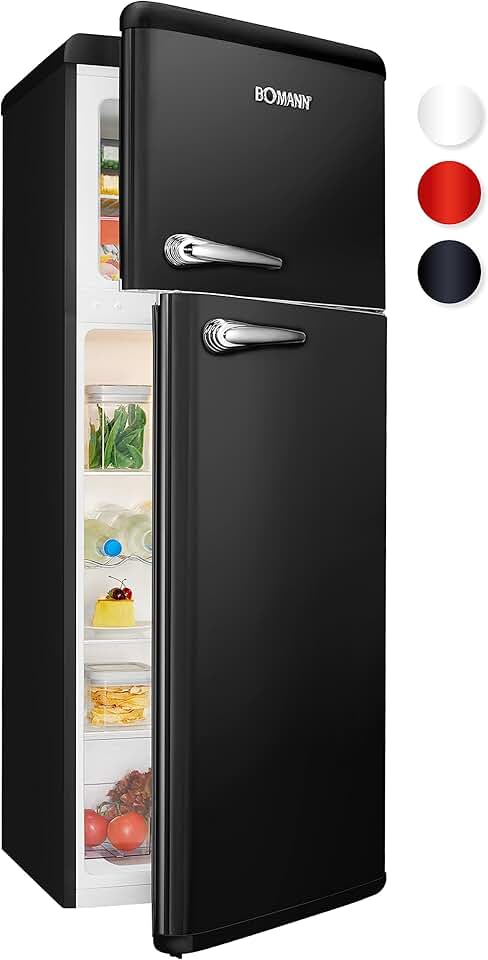 Bomann - DTR 353 - réfrigérateur-congélateur, 208L, noir/argent, E, DTR353