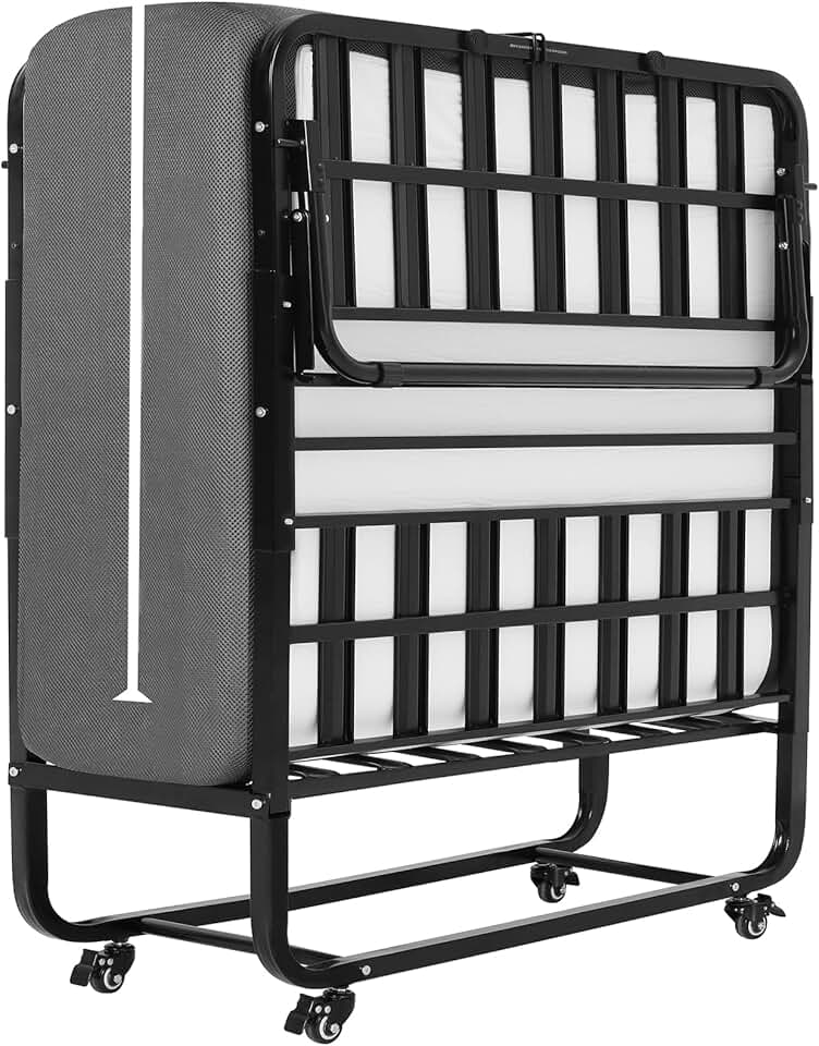 DICTAC - lit pliant adulte 90x200 cm, mousse mémoire, facile à assembler