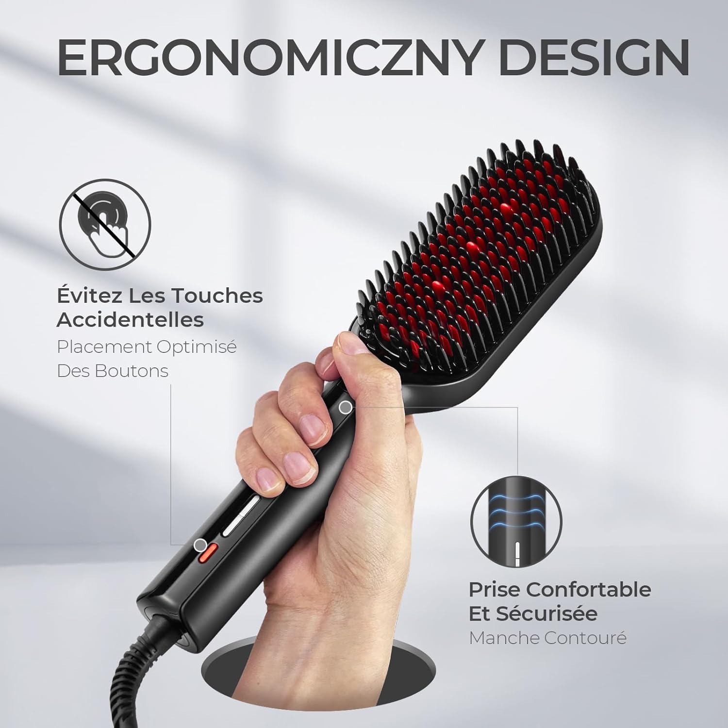 TYMO - Ionic Plus - Brosse lissante, 16 températures, LCD, anti-brûlure