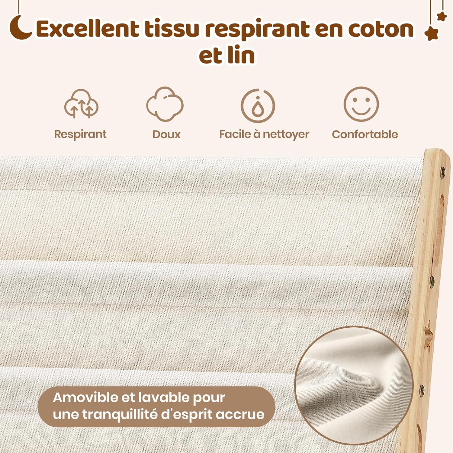 COSYLAND - Bibliothèque enfant 7 niveaux 42,5cm bois massif, stable