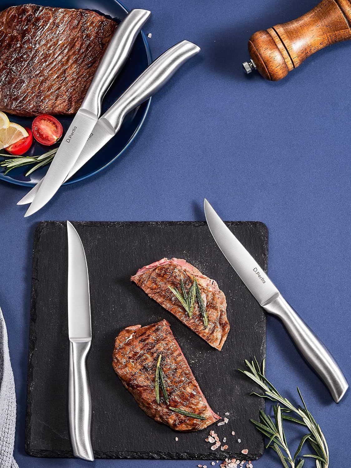 D.Perlla - couteaux à steak lame droite, 23.1 cm, extra tranchants