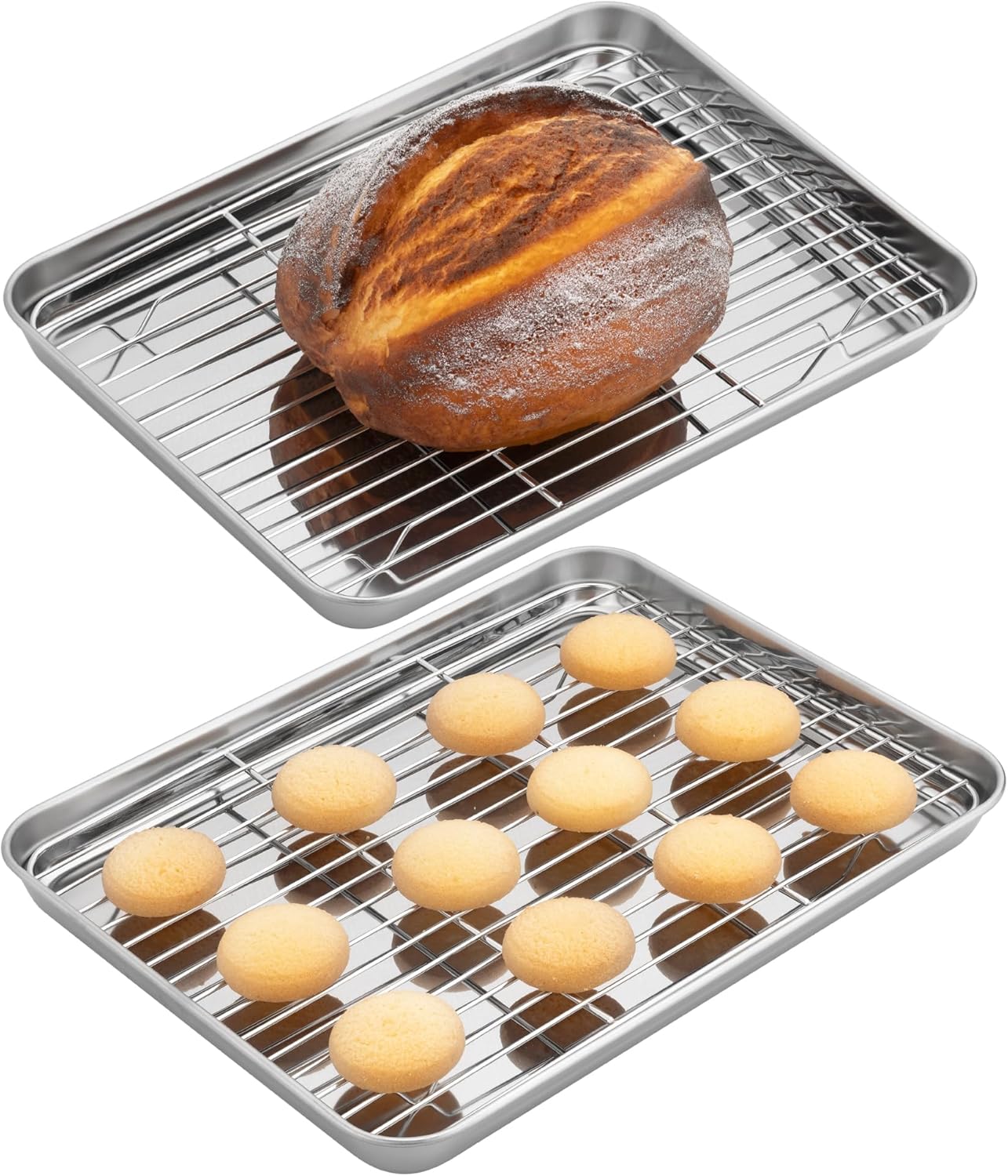Navaris - bac cuisson inox set 2 pièces - grill rectangulaire - four pâtisserie frites
