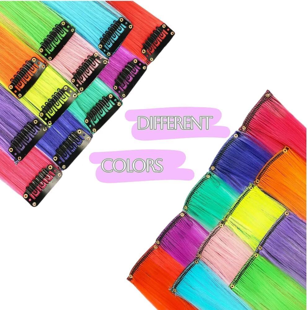 Rajout capillaire - Saphir Rouge/Bleu - 55cm - 12 mèches résistantes chaleur