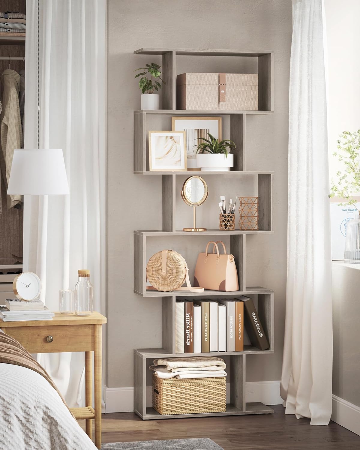 VASAGLE - étagère 6 niveaux, 24x70x191,6 cm, séparateur, rangement, LBC061M01