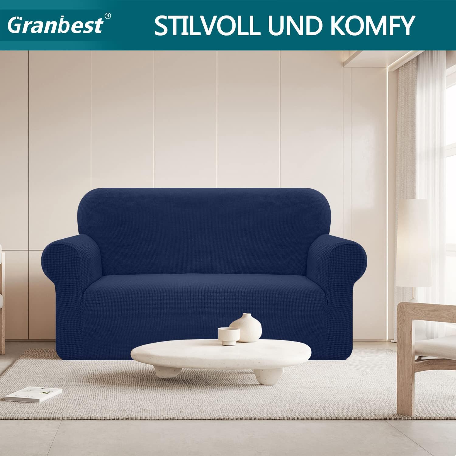 Granbest - housse canapé Jacquard stretch imperméable 2 places mousse antidérapante