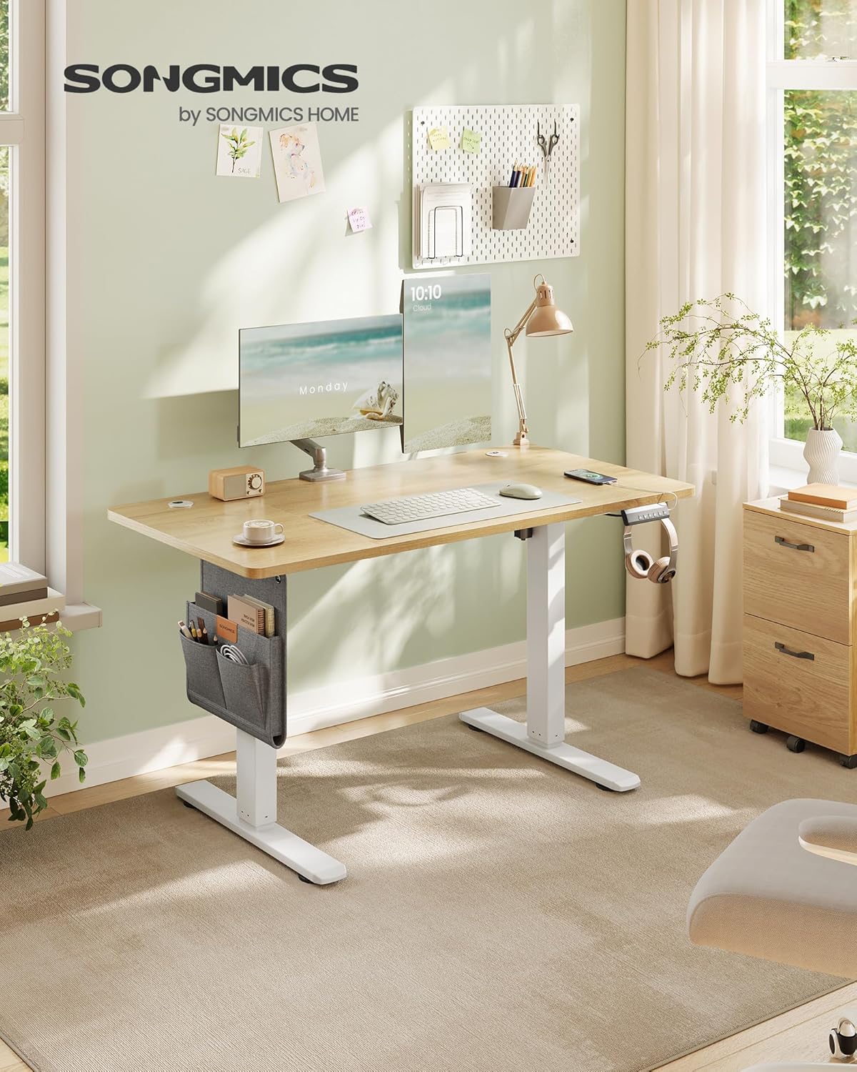 SONGMICS - bureau électrique - 120x60 cm - réglable, mémoire 4 hauteurs LSD132YA01