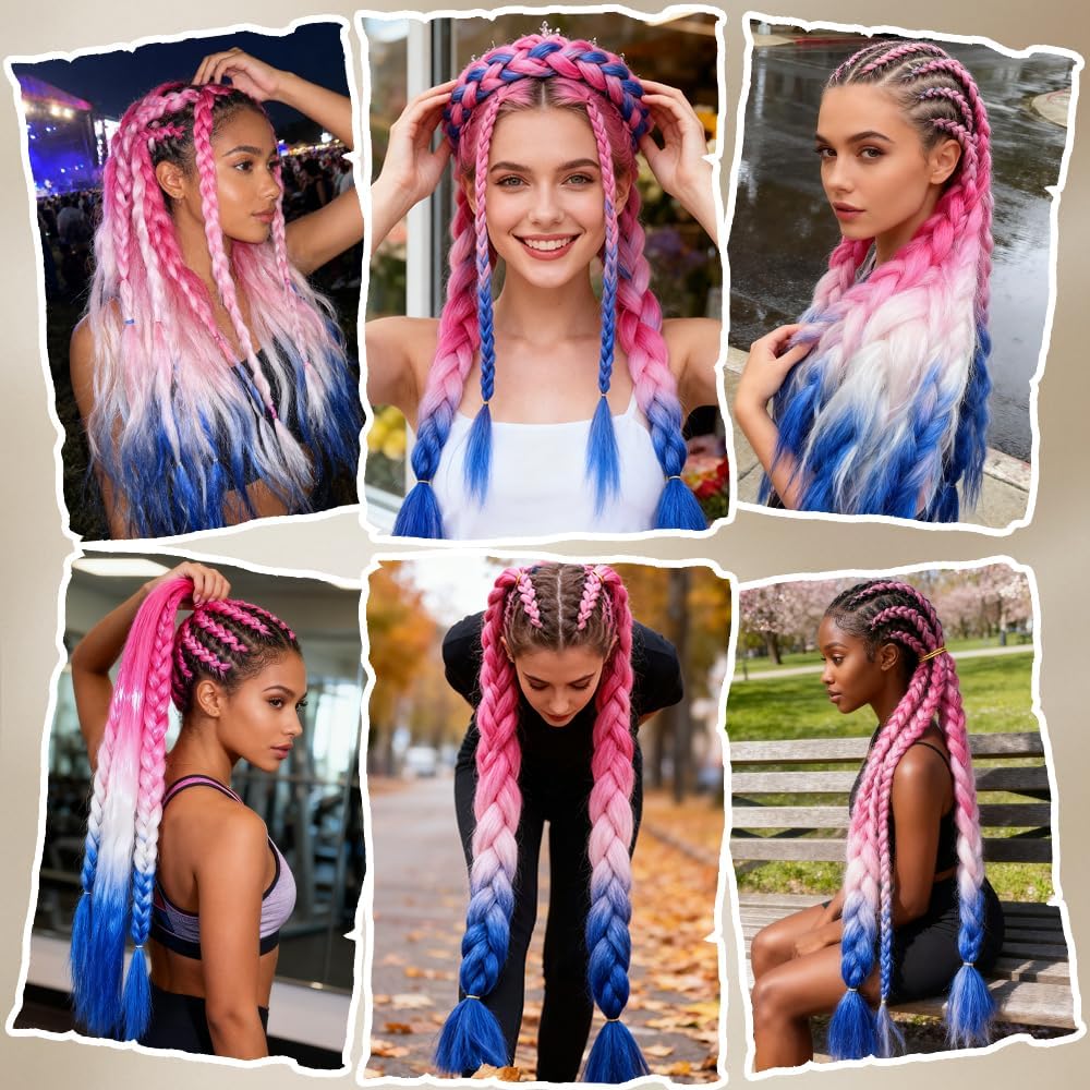 ShowJarlly - Tresse Jumbo Ombre 24'' 500g, synthétique, 5pcs