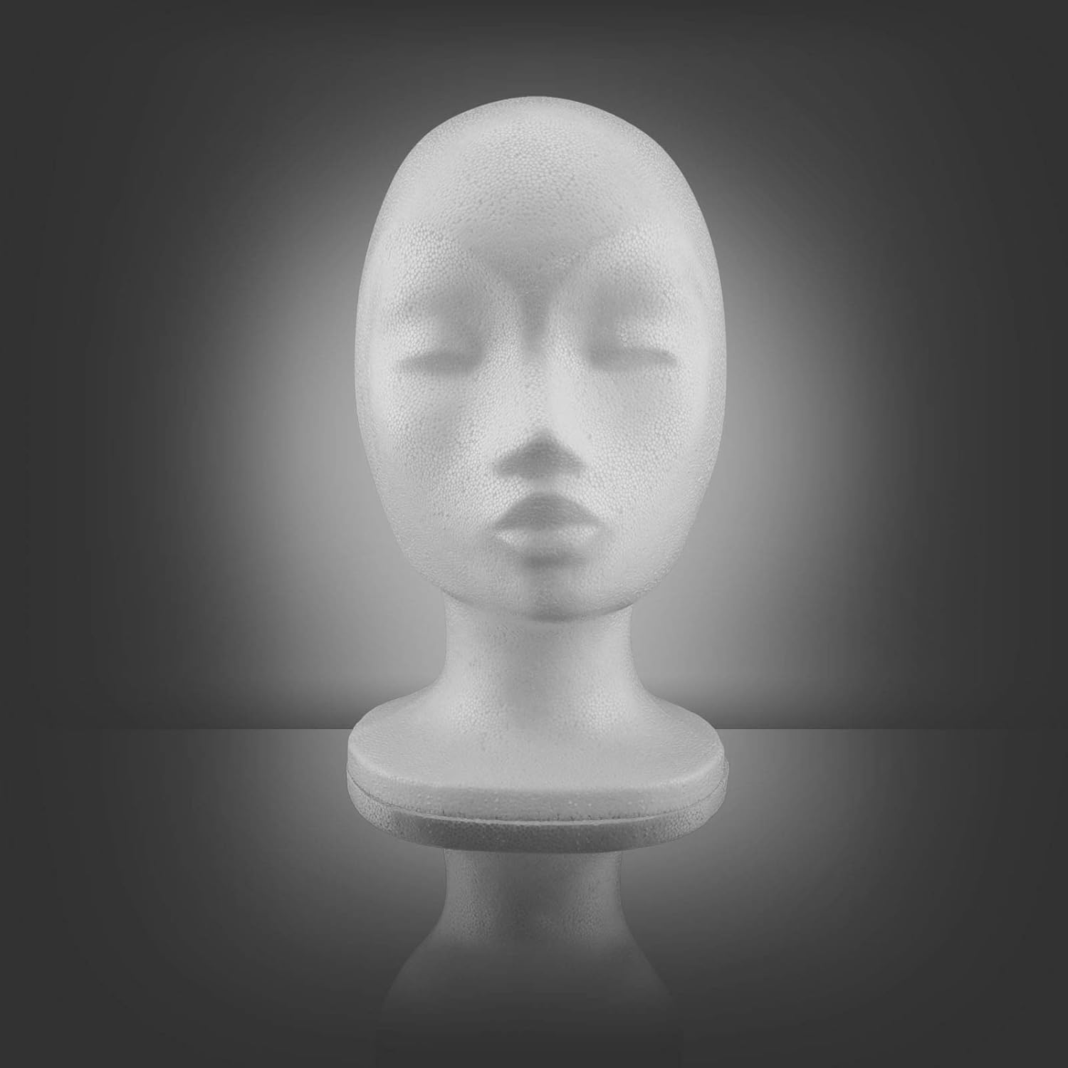 MCE-Commerce - Tête femme polystyrène, 280x210x160mm, blanc - A33F8693