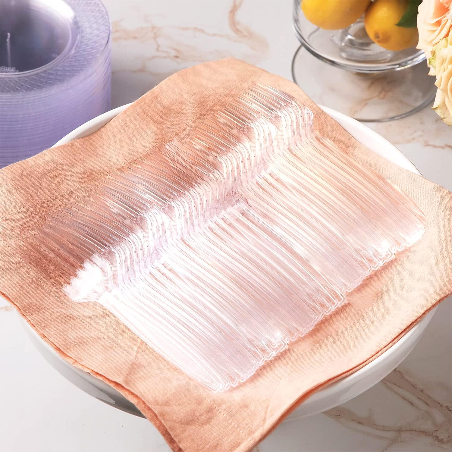 Couverts plastique réutilisables - set 300 pièces - résistants, idéals fête