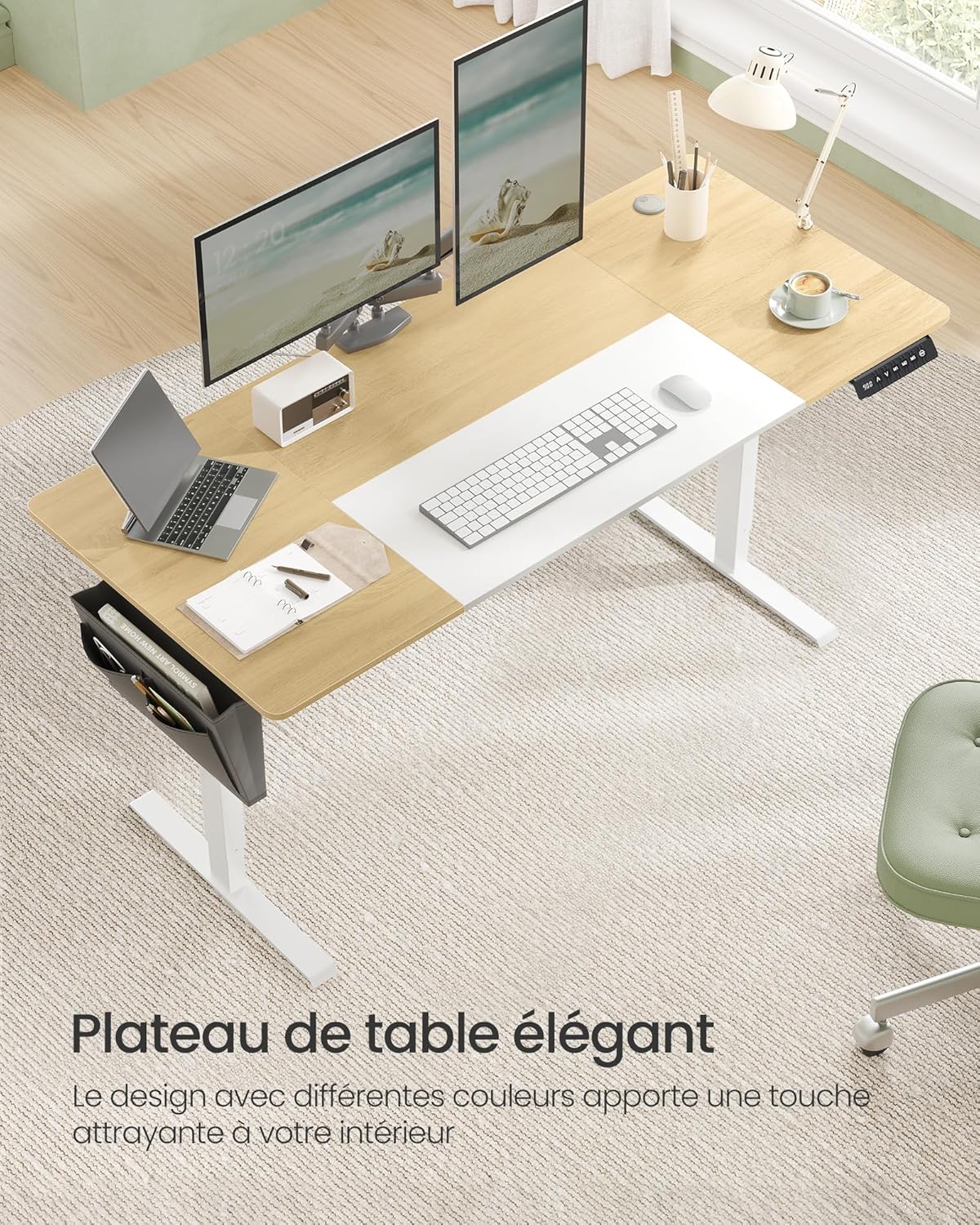 SONGMICS - Bureau électrique réglable 160x70cm, 4 mémoires, LSD026N01