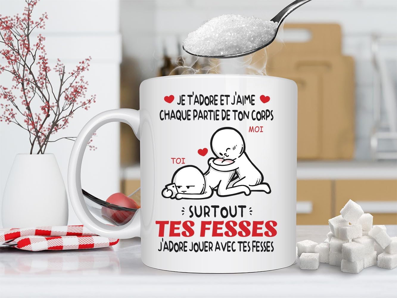 Mug - tasse couple humour cadeau original amoureux, 325ml, céramique