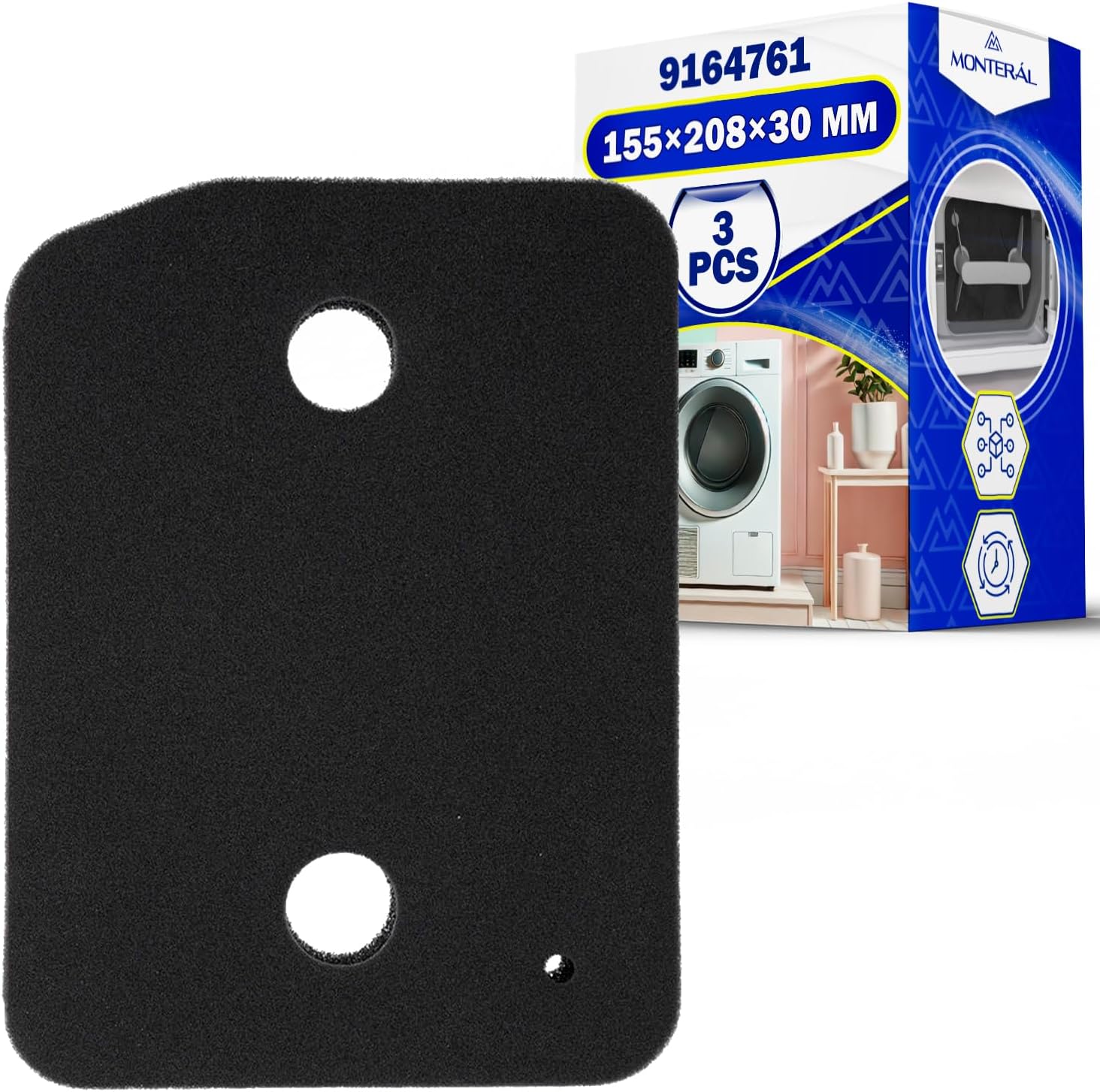 Filtre mousse sèche-linge - 208x155x30mm - compatible Miele 9164761