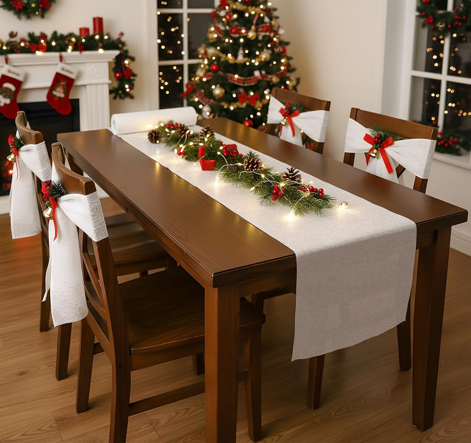 Chemin de table - blanc non-tissé - 30m x 23cm - déco Noël, mariage