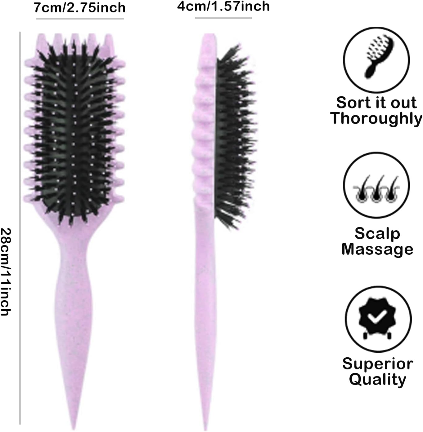 Brosse à boucler - 28cm - fixe, façonne les boucles, réduit frisottis