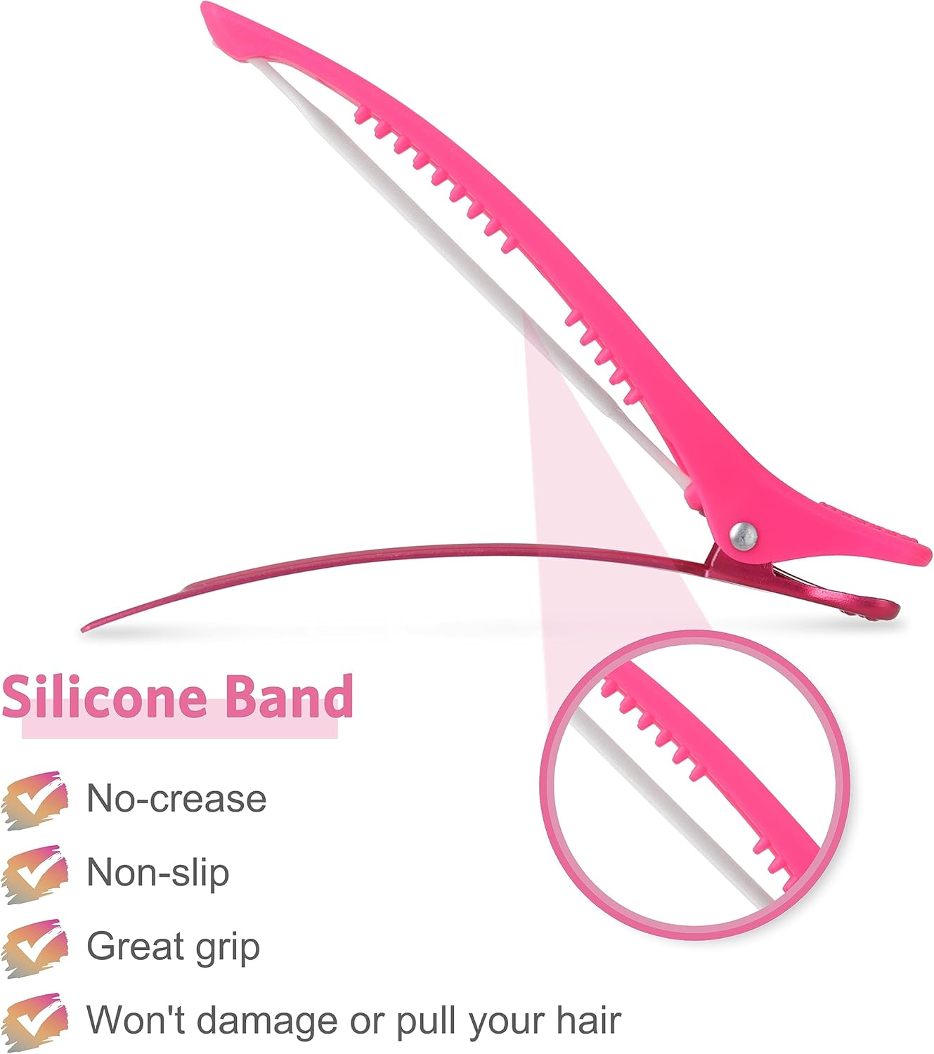 AIMIKE - Pince à cheveux sectionnement 12pcs - antidérapantes, sans trace, bec de canard, néon