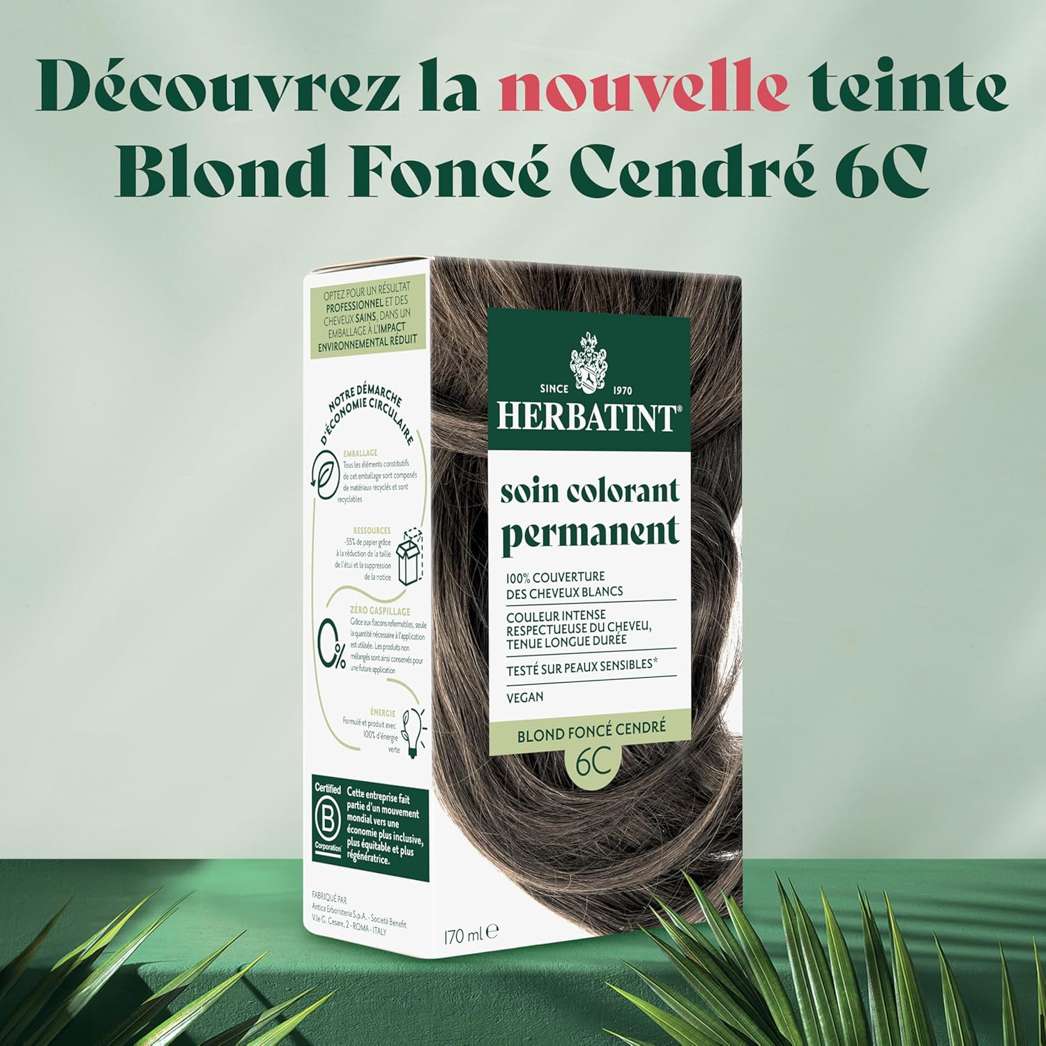 Herbatint - Soin Colorant Cheveux, 170ml, Sans Ammoniaque, 6C