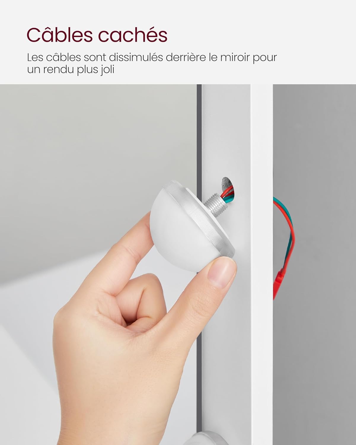 VASAGLE - Kailyn Collection - 80 cm - coiffeuse miroir lumineux, tiroirs, tabouret, RDT720W01