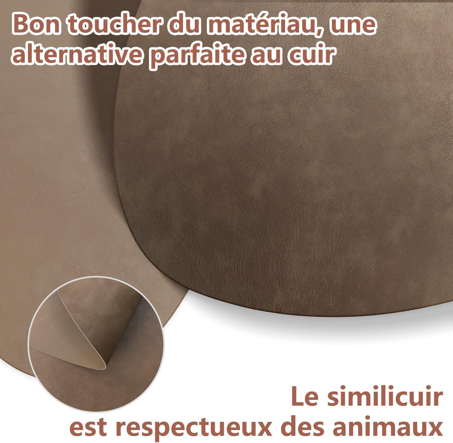 Set de table - cuir PU double face, lavable, antidérapant, 41x33cm, lot de 6