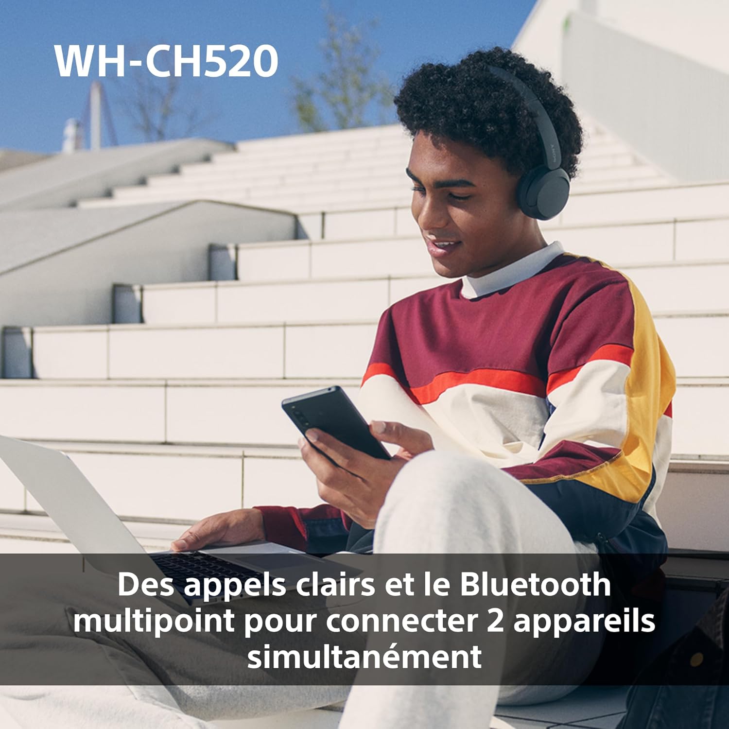 Sony - WH-CH520 série - casque sans fil - Bluetooth, micro, 50h autonomie