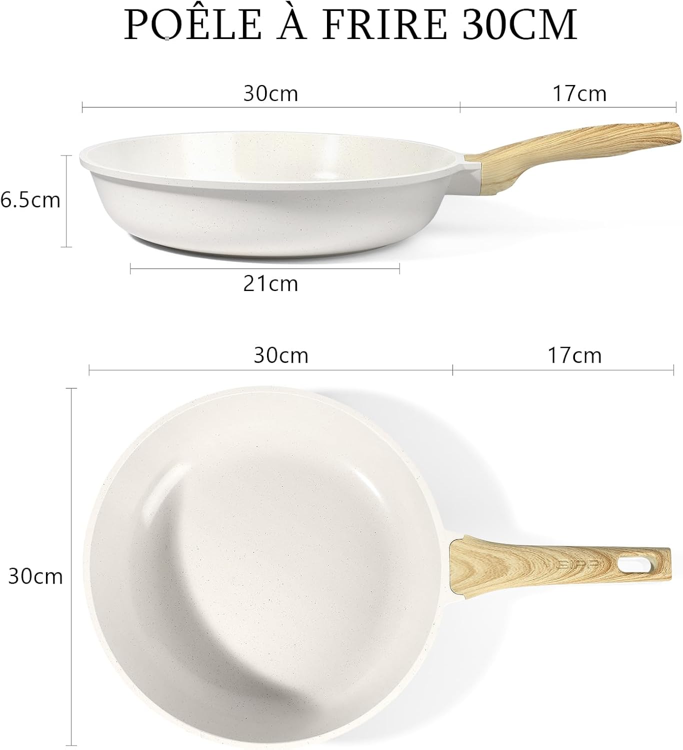 GiPP - Poêle à frire granit 30cm - antiadhésive, induction, sans PFAS