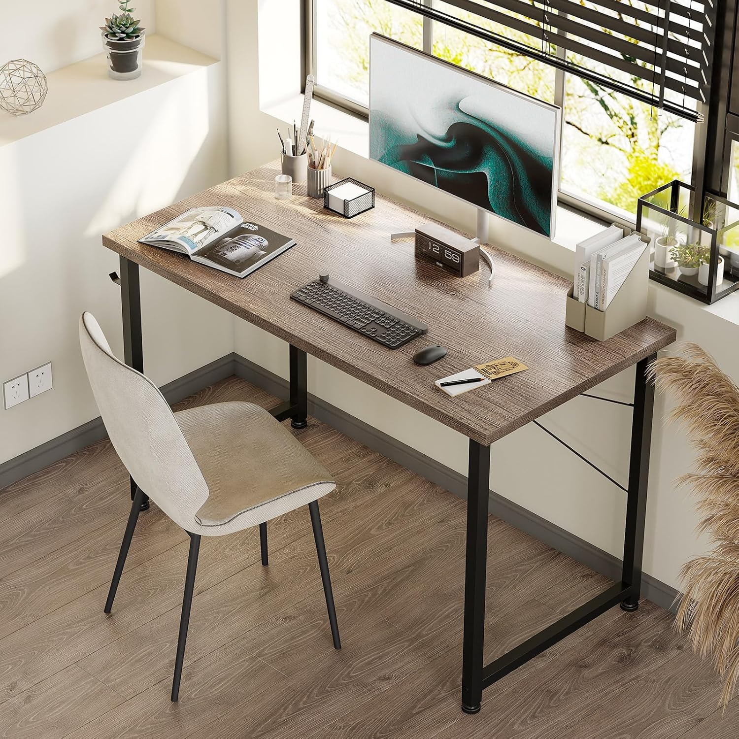 ODK - Petit bureau d’ordinateur - 100x48cm - compact, gris