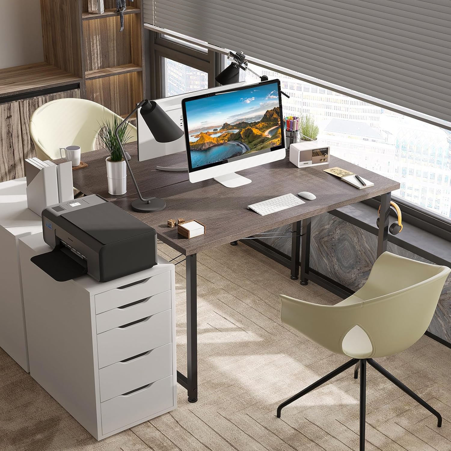 ODK - Petit bureau d’ordinateur - 100x48cm - compact, gris