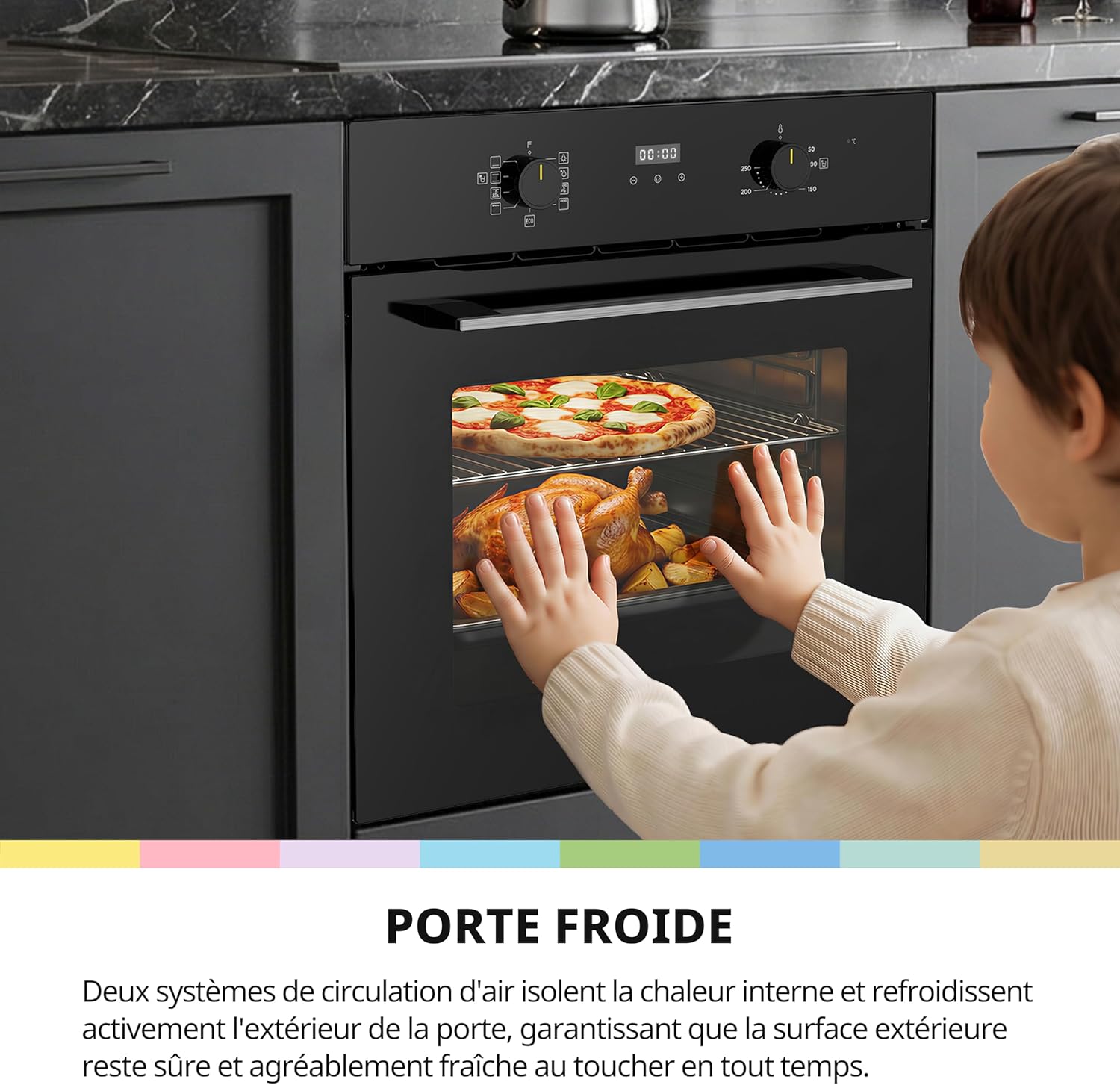 COMFEE - Four Encastrable Multifonction - 60cm - chaleur tournante, affichage digital
