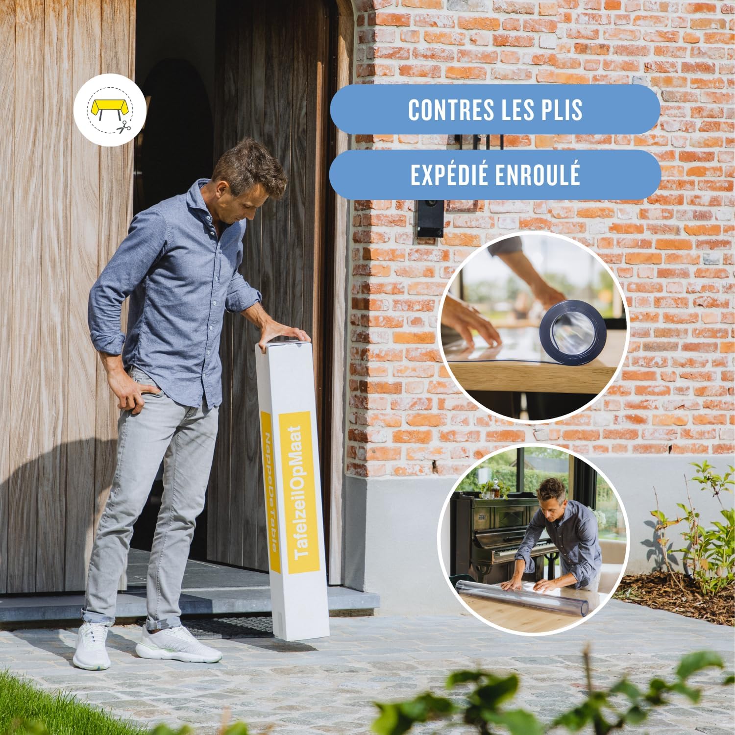 Nappe transparente ronde 120 cm - épaisseur 3mm - protection anti-tache