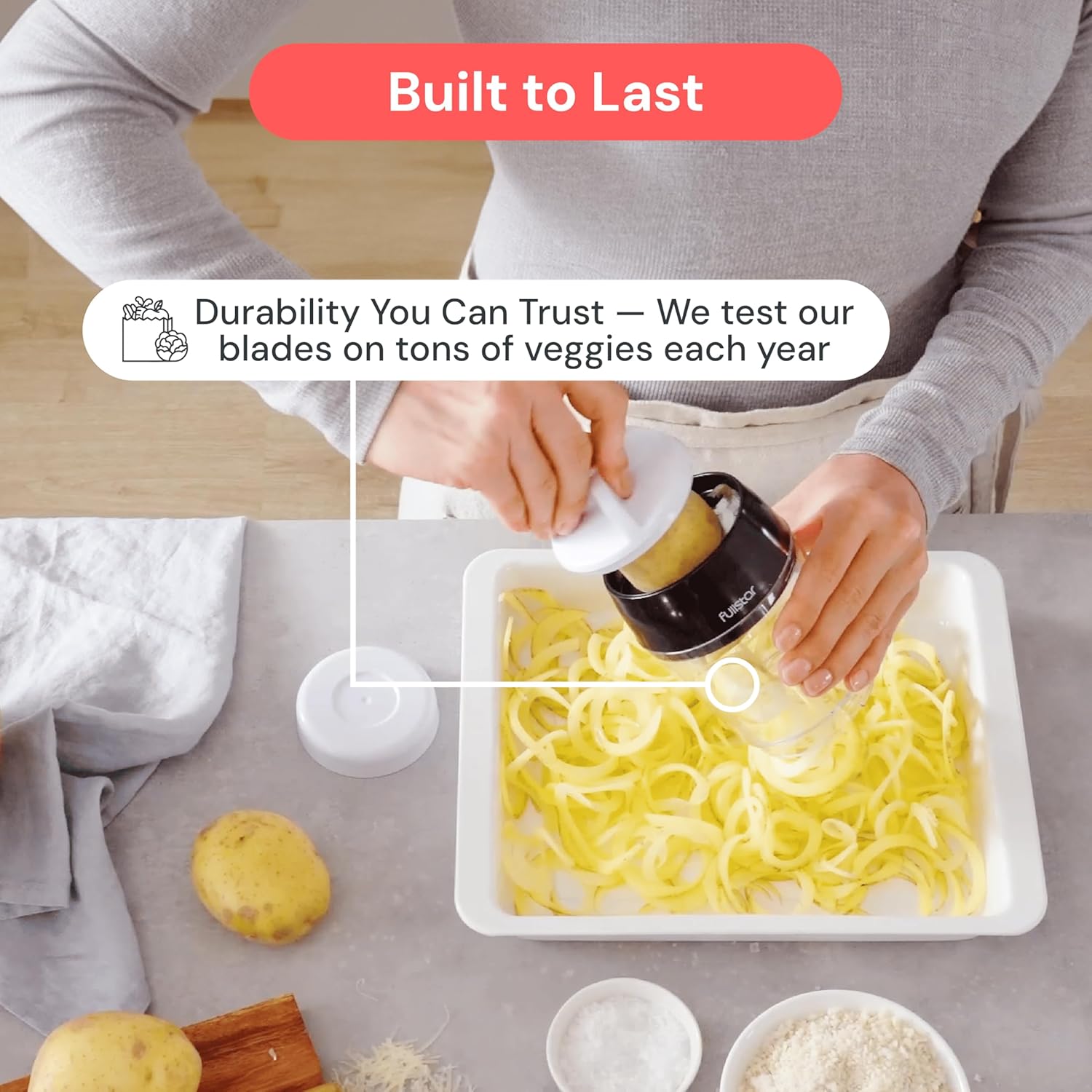 Spiraliseur de légumes 4-en-1 manuel, multifonction, coupe spirale