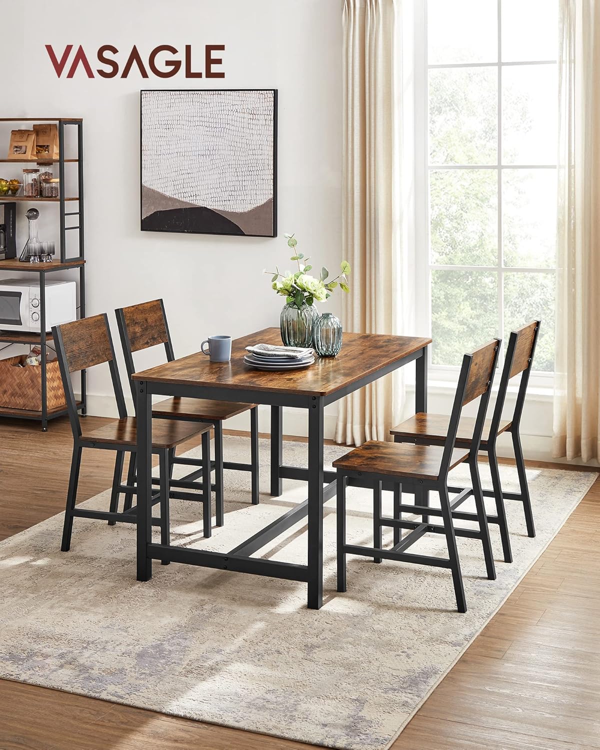 VASAGLE - chaise salle à manger lot de 4 - acier, style industriel, LDC093K02