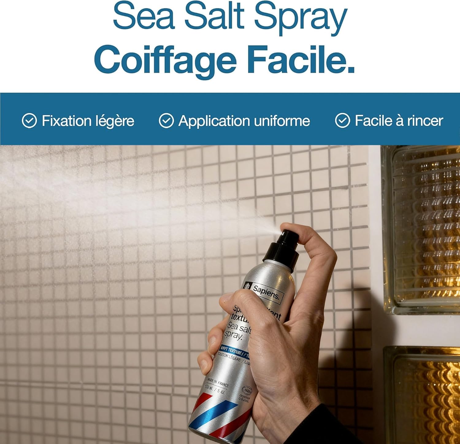 Sapiens - Spray cheveux bio 200ml - texture, volume, kératine, parfum marin