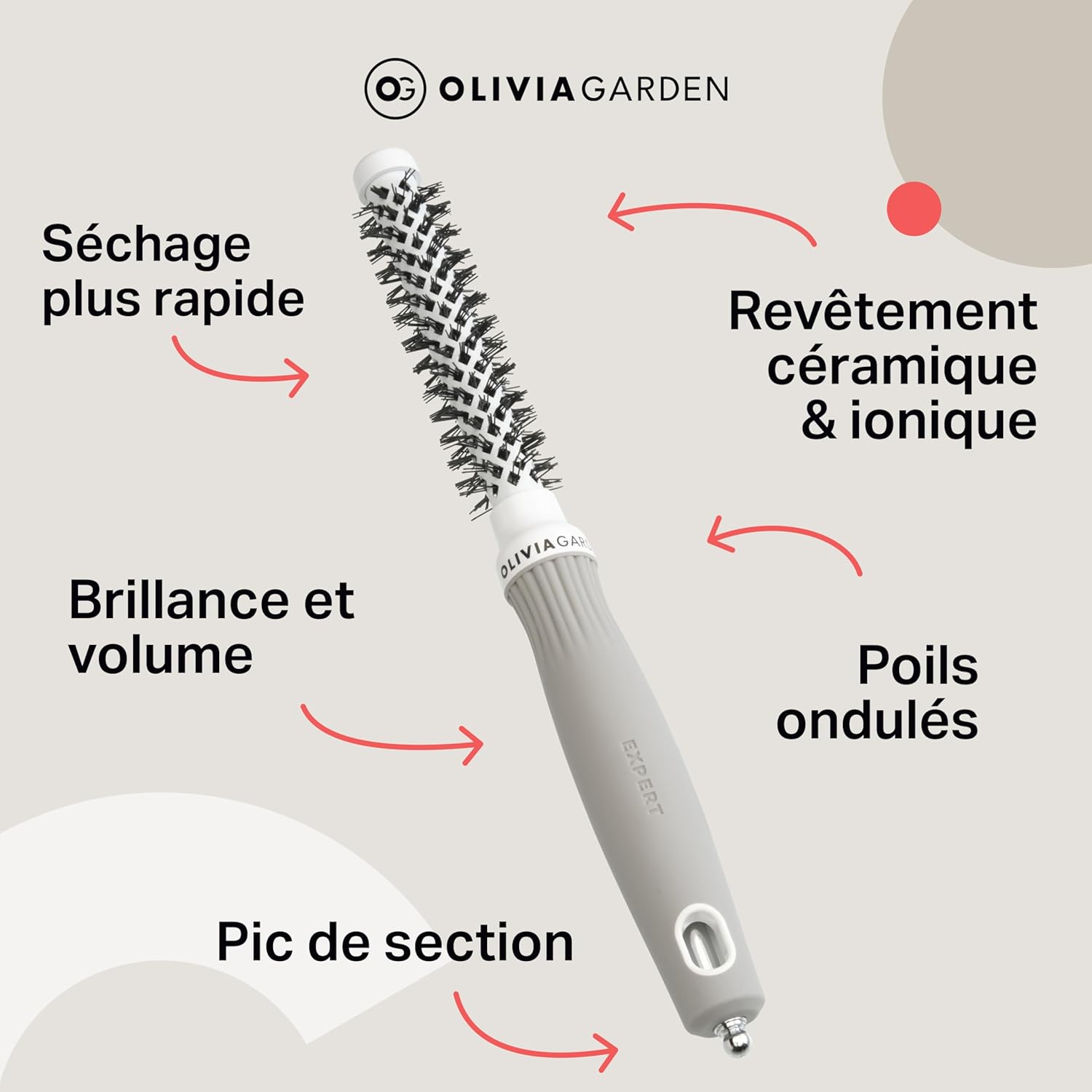 Olivia Garden - Expert Blowout Shine - ronde céramique antistatique - brushing brillant sans frisottis
