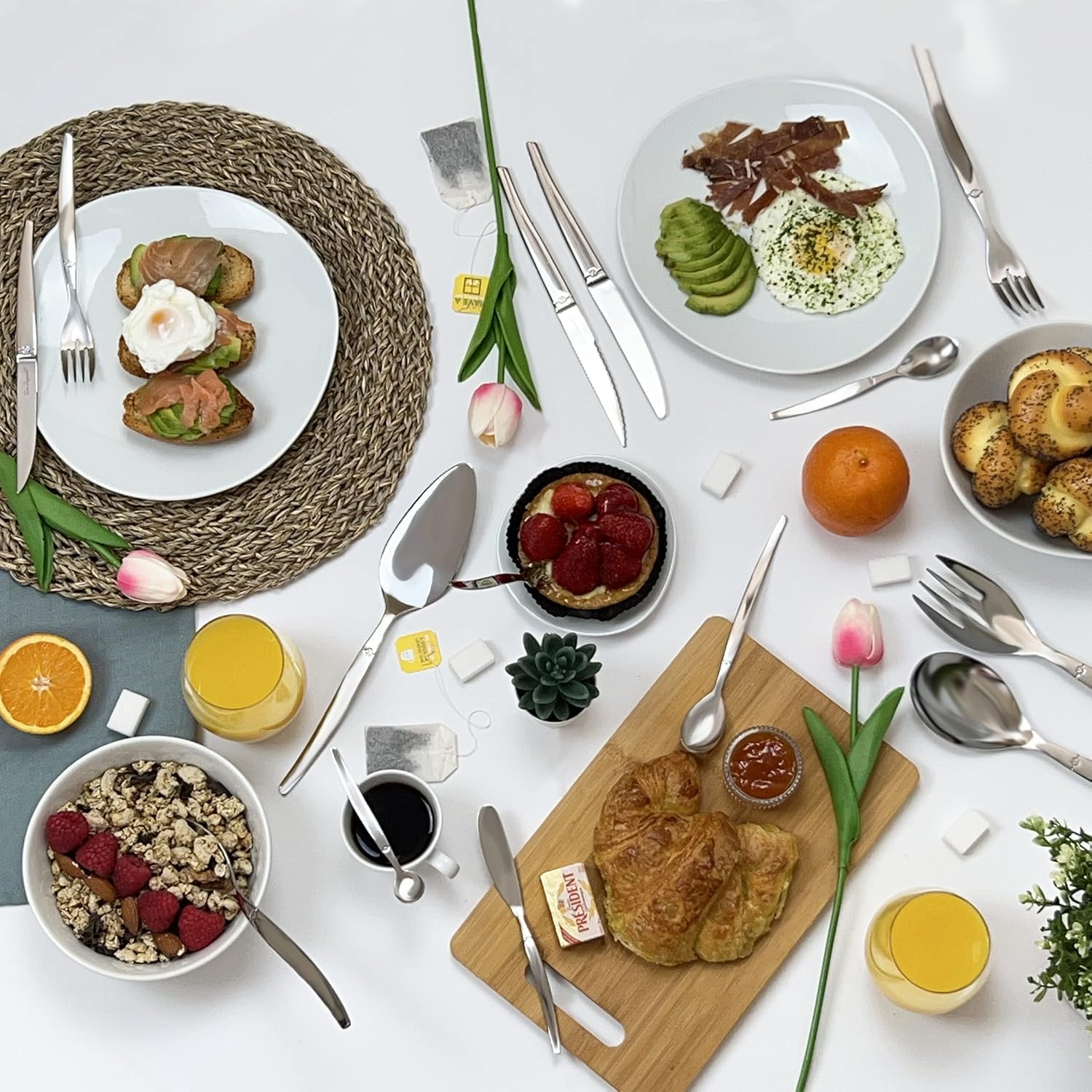 Lou Laguiole - Jet - 24 couverts pour 4 personnes - inox 18/0 brillant