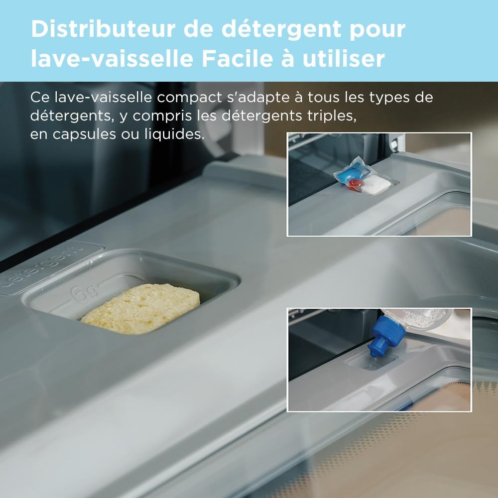 COMFEE' - lave-vaisselle de comptoir - compact - 6 programmes, sans plomberie, lavage vapeur