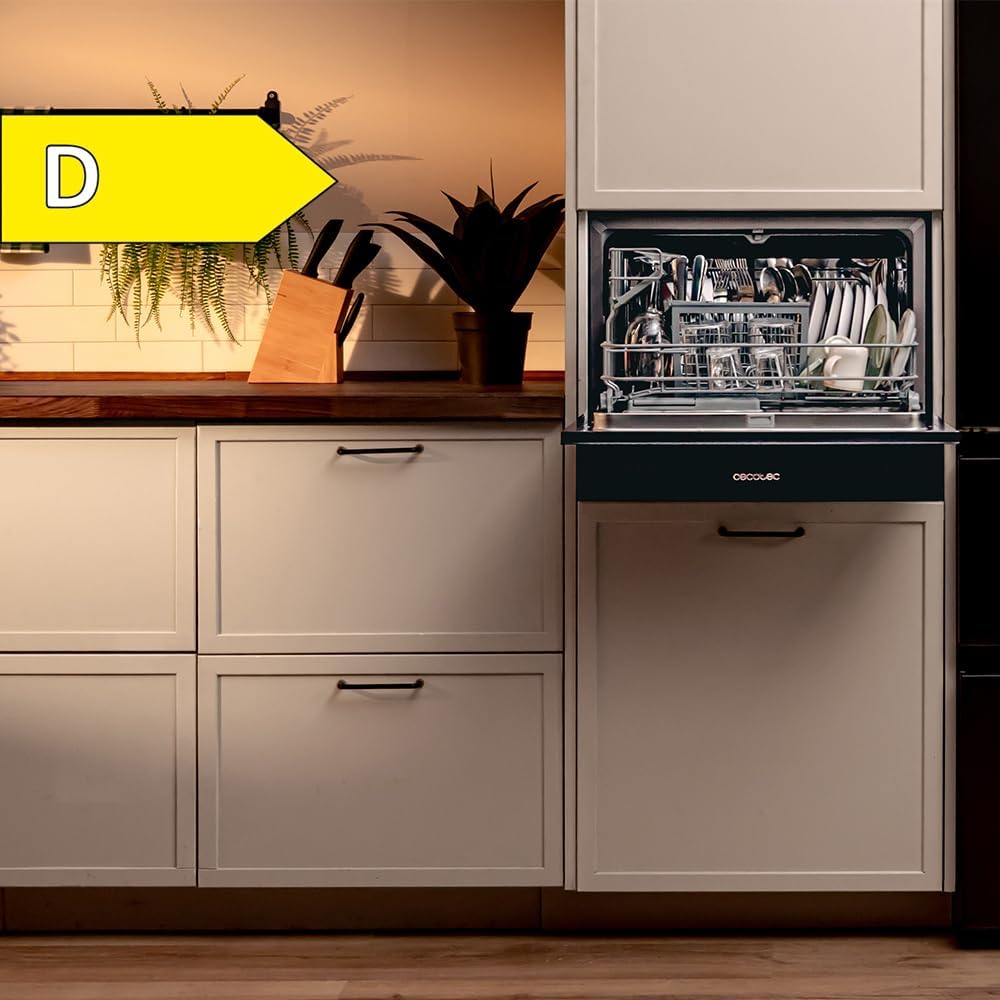 Cecotec - Bolero Aguazero 2500 S-BI - compact 6 couverts - verre noir, basse conso, 5 programmes, départ différé, 2500 S