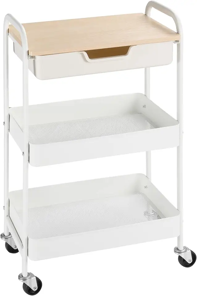 HOMCOM - chariot cuisine 2 étagères, tiroir, bois/acier, 60x40x80 cm