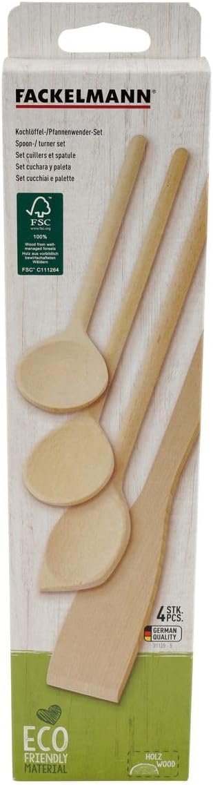 Fackelmann - set 31125 - 20/25/30cm - ustensiles bois FSC, lot 4 pièces