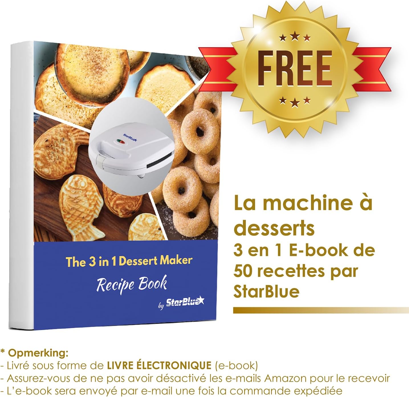 StarBlue - appareil 3 en 1 avec plaques amovibles, 700-800W, blanc