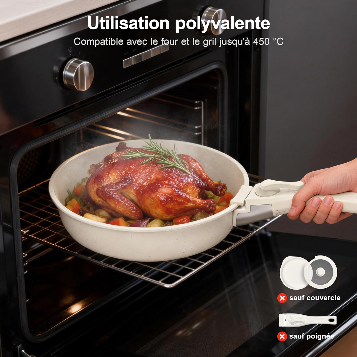 Zyronem - Batterie de cuisine 13 pièces céramique induction - Poêles et casseroles amovibles
