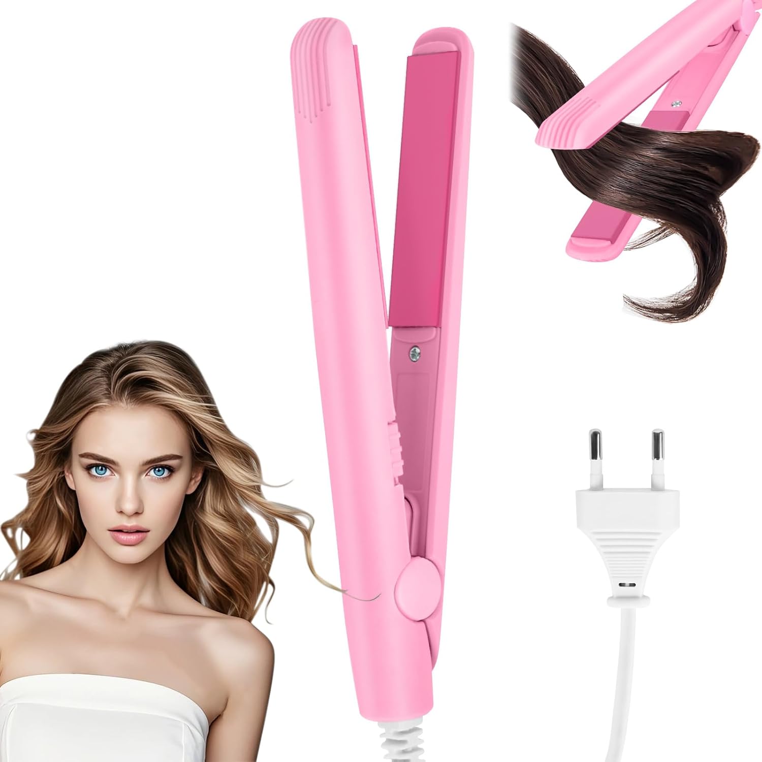 LOPHE - Mini fer à lisser 2-en-1, tension 110-220V, chauffe 10s, compact