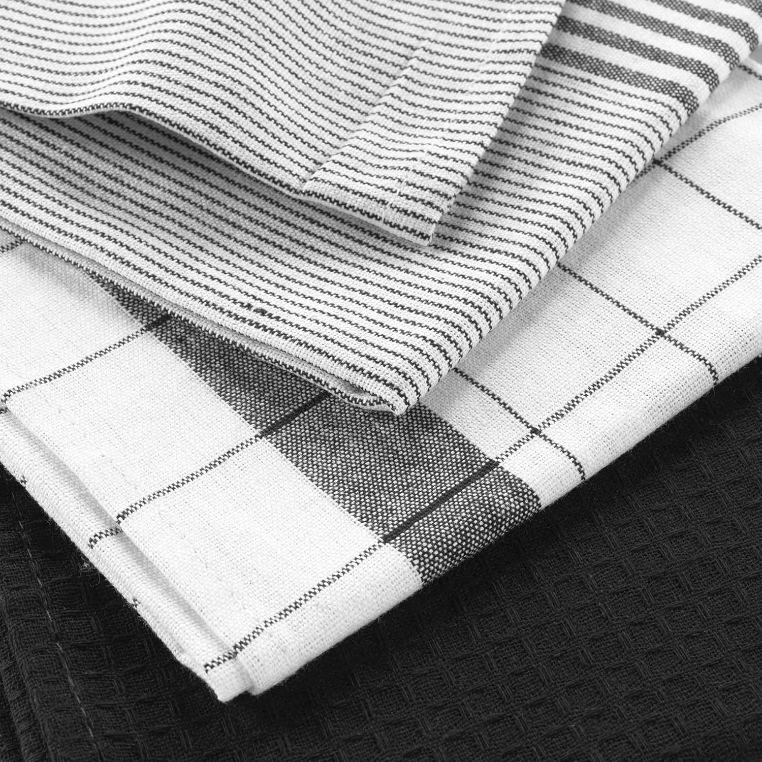 Douceur d'Intérieur - Vibrato Noir - 50x70 cm - torchons coton nid d'abeille