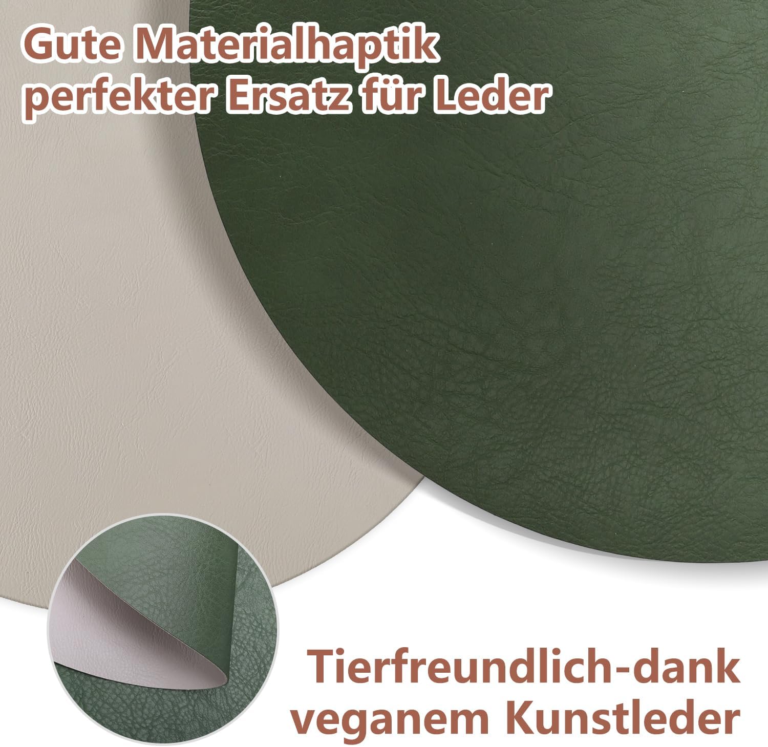 Set de table - lot de 6, cuir PU, 36x36cm, lavable, antidérapant