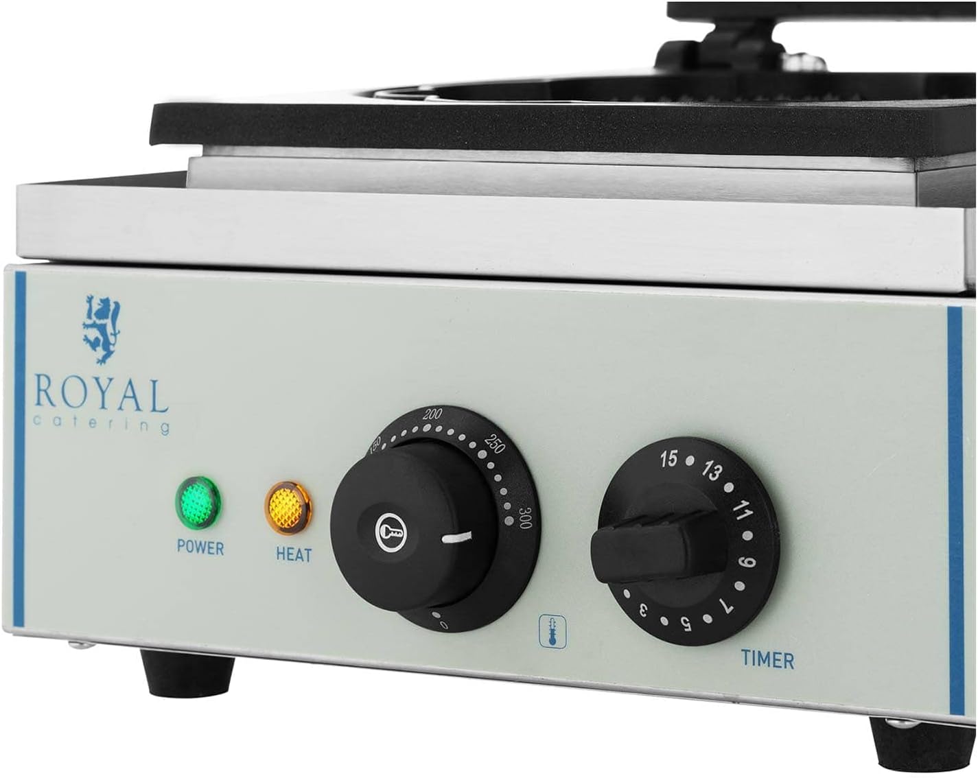 Royal Catering - Gaufrier RCWM-1500-H - 37x30,7x49,5 cm - 1500W, minuterie 15 min, plaque téflon, diamètre 21 cm
