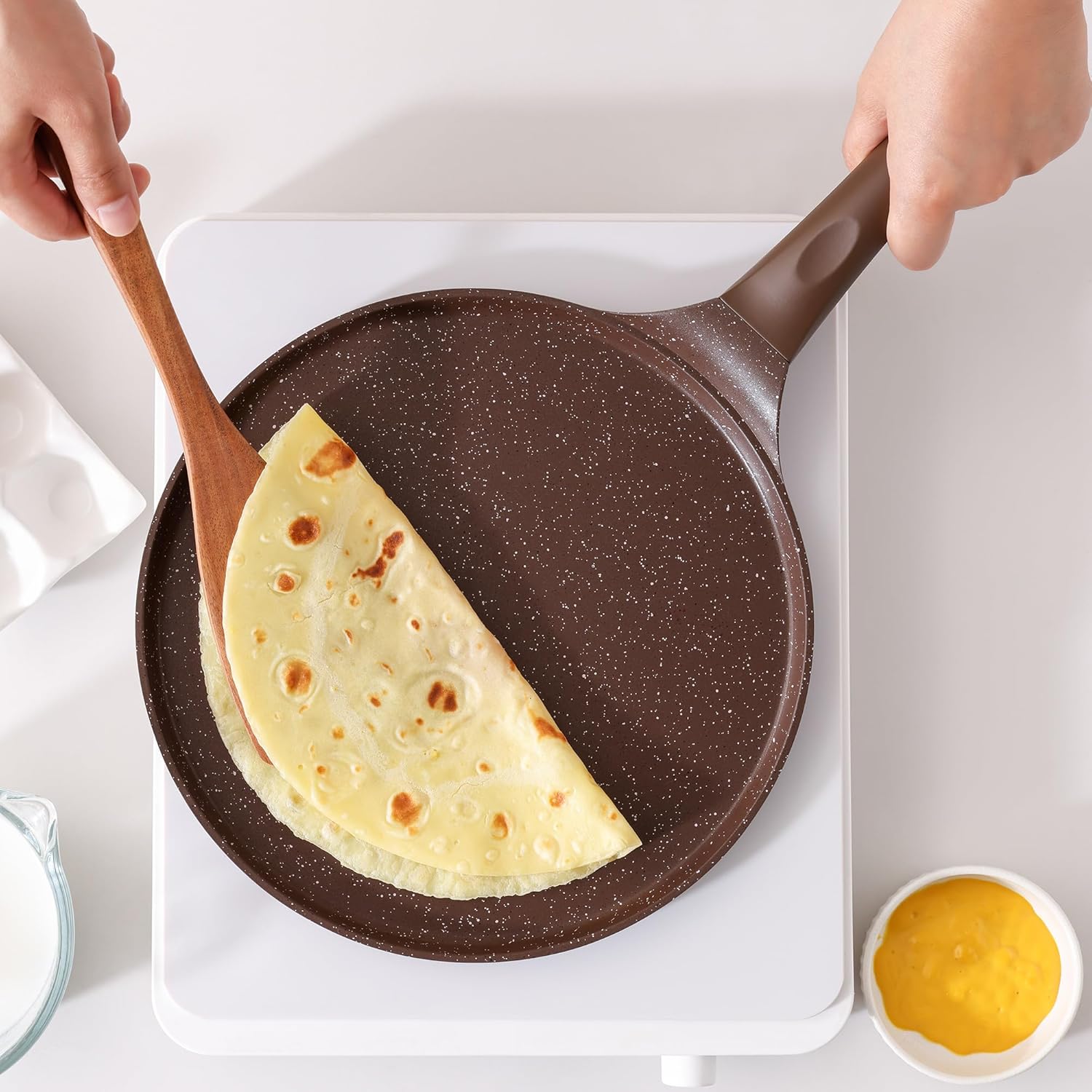 SENSARTE – Poêle à Crêpes 26 cm – Revêtement Granit, induction