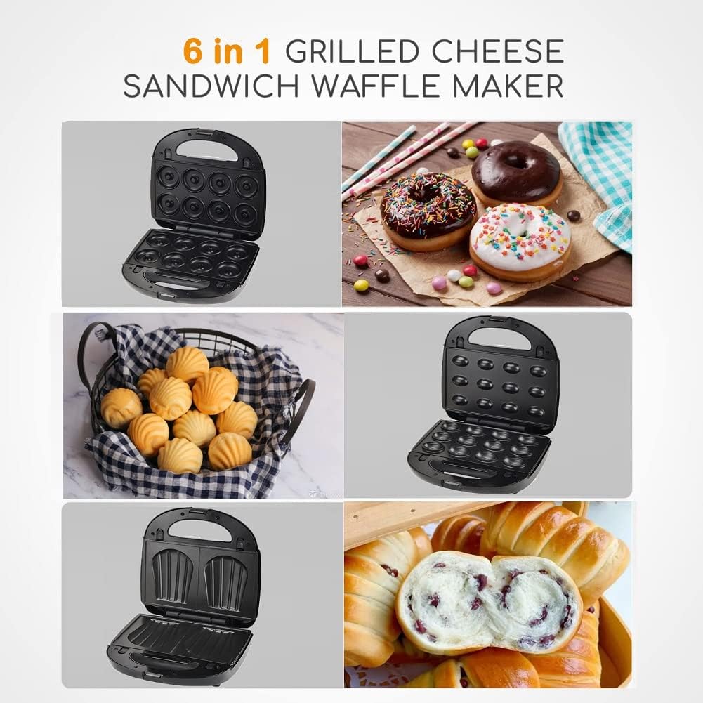 SOKANY - Appareil 6-en-1 multifonction 750W, plaques antiadhésives, contrôle automatique de la température